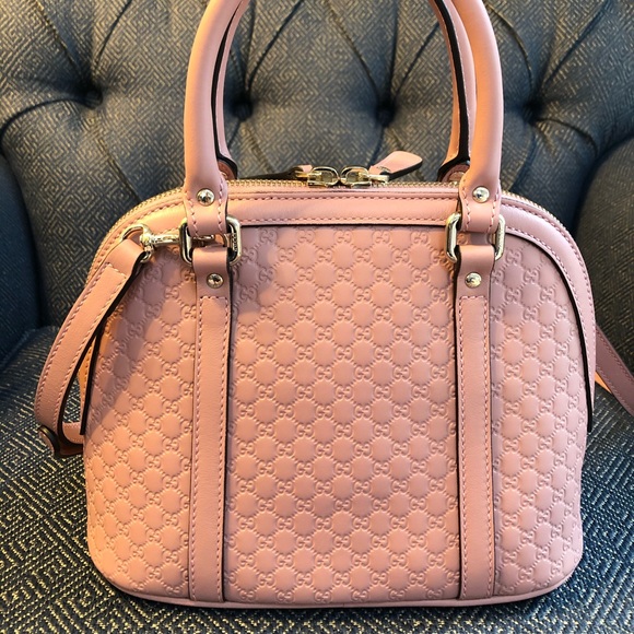 New Gucci Guccissima Pink Leather Bag Long Strap Dome - Picture 6 of 11